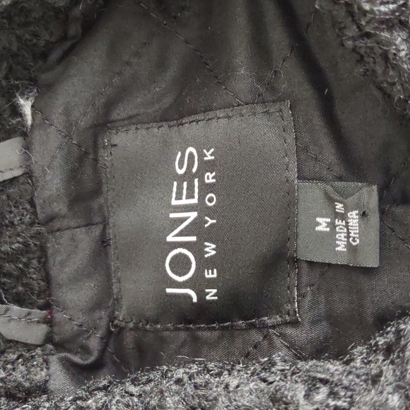 NWT Jones New York Medium Black Wool Blend Asymmetrical Zip Coat - Picture 5 of 16